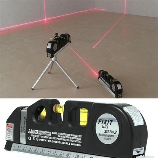 Home Multi-function High Precise Laser Leveling Instrument Steel Ruler Straight Line Laser Level Aligner Vertical Measure Tape
