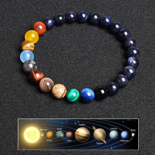 Universe Eight Planets Natural Stone Bead Bracelets