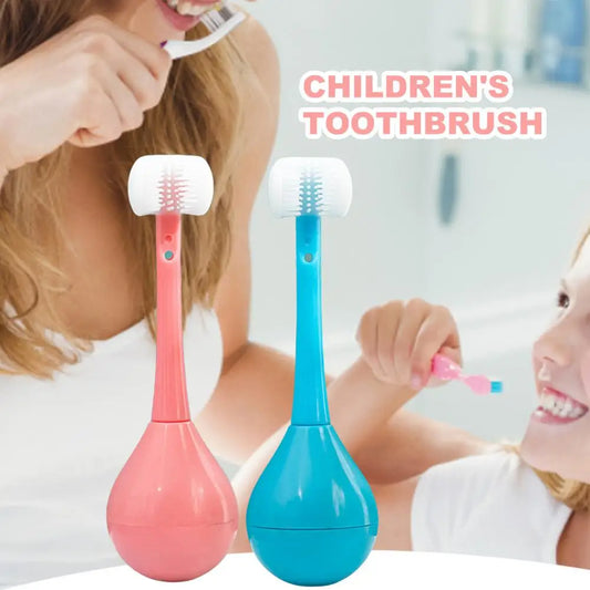 Three-Sided Toothbrush For Children 3d Silicone Soft Bristle Toothbrush Deep Cleaning Teeth Adorable Creative Oral Care Tool