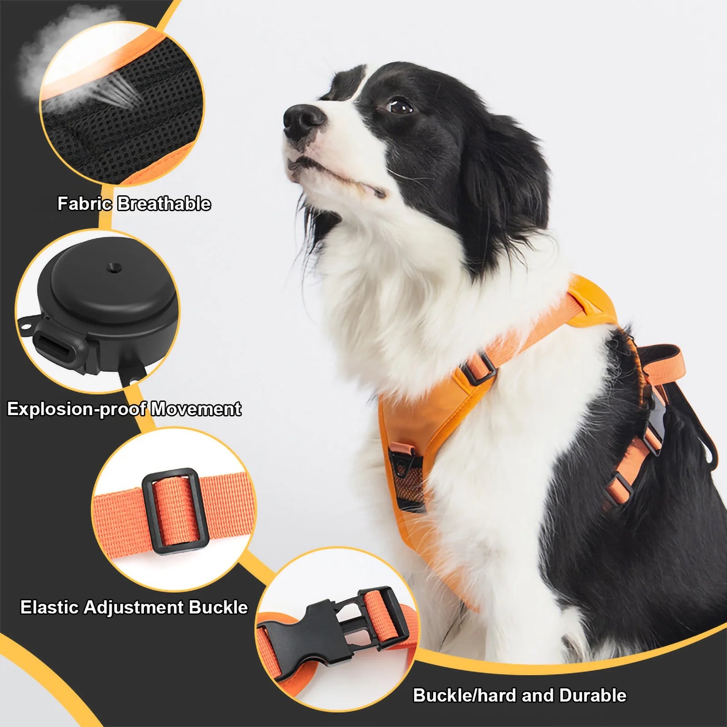 Retractable Dog Harness Leash All-in-One Automatic Impact Flexible Rope Anti-Twist Adjustable Breathable
