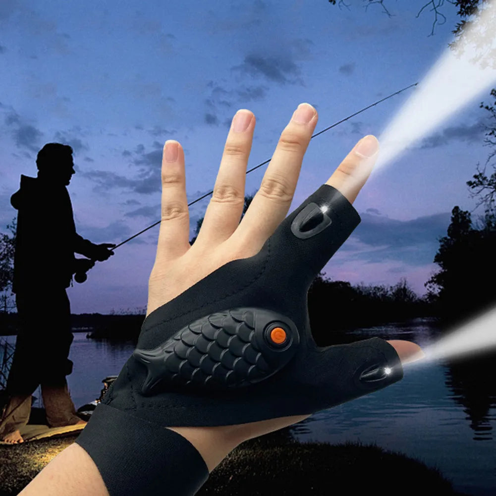 1pairs Rechargeable Flashlight Gloves Fingerless Gloves LED