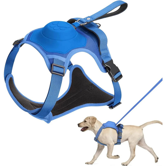 Retractable Dog Harness Leash All-in-One Automatic Impact Flexible Rope Anti-Twist Adjustable Breathable