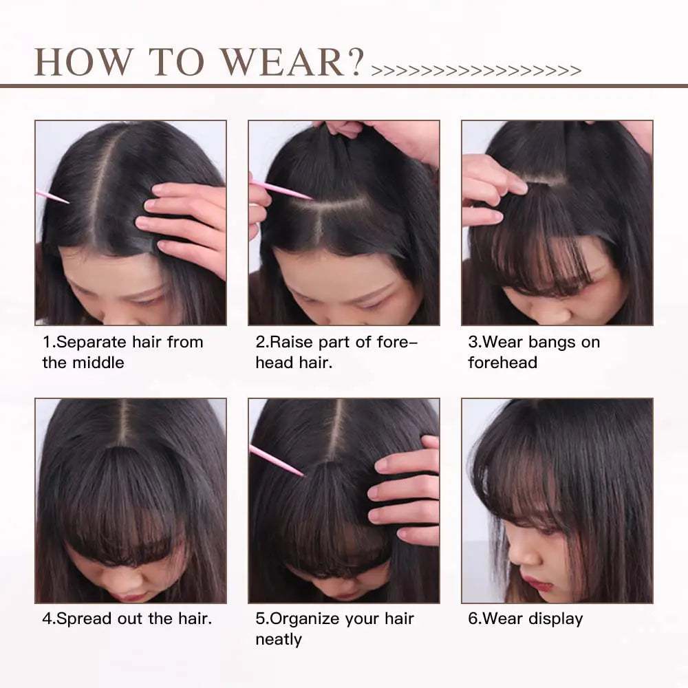 Fake Invisible Synthetic Hair Bangs Hair Clip-In Extension
