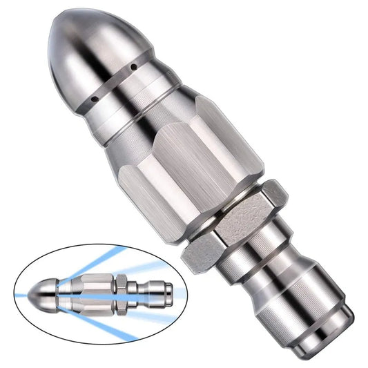 Water Jet High Pressure Sprayer Nozzle Clean Sewer 1/4" Stainless Steel Pressure Washer Quick Plug Drain Hose Nozzle Tool