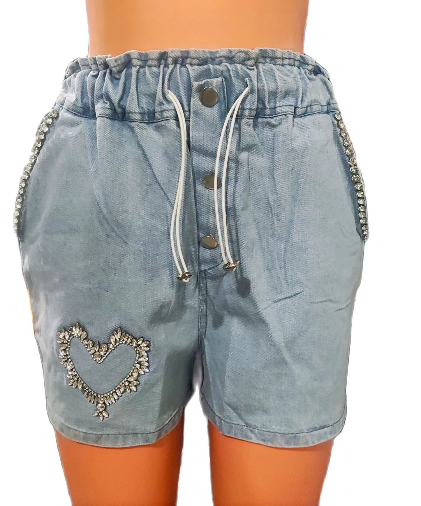 Heart Denim Shorts